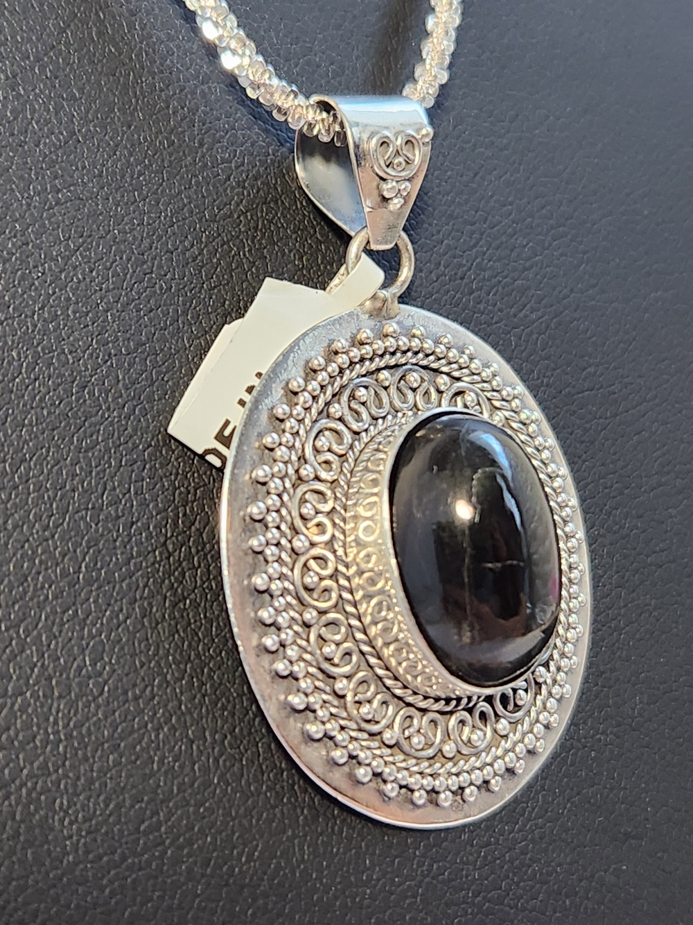 Devious! VID! Natural Black Star Diopside Bali Pendant W/ D Cut 925 Italy 20" - Picture 6 of 14